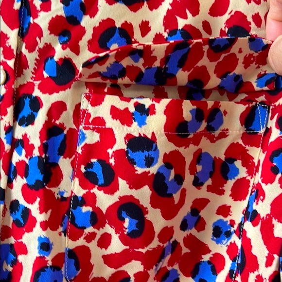 Equipment Women's Button Down Shirt - Red and Blue Pattern - Picture 6 of 7
